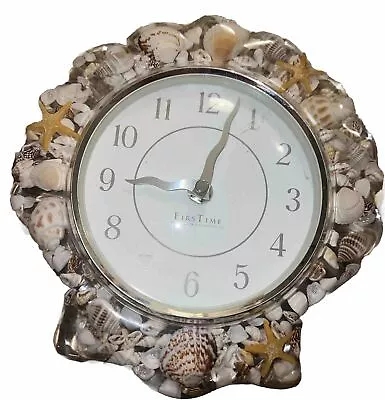 Seashell Wall Clock VTG Lucite Real  By FirsTime 8” Beach Chic Decor • $21