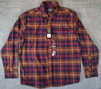 Eddie Bauer Bristol Flannel Shirt Size XL Cognac Mens Plaid  Long Sleeves • $21.49