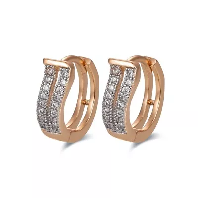 Gold Earrings For Girls Hoops Zircons Huggies Paved Small Size Kids Jewellery • £7.75