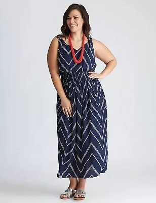 Autograph Maxi Dress Plus Size 22 Sleeveless Navy White Viscose RP$100 NEW • $36.99