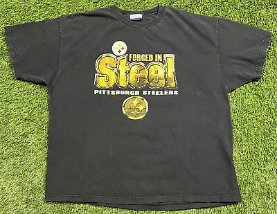 Vintage 2000's Reebok Pittsburgh Steelers Forged In Steel NFL T-Shirt Men's XL • $12.99