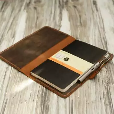 Leather Notebook Dairy Cover Leather Moleskine Classic Cover Larger Size 5x8.25  • $26.95