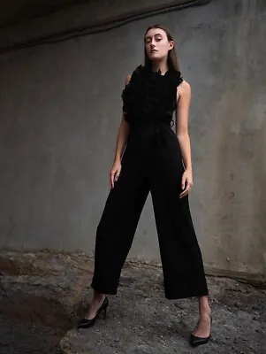 Nwt_zara Jumpsuit With Pleated Ruffles Black New Fw23 Ref. 1971/165_size S-l • $55