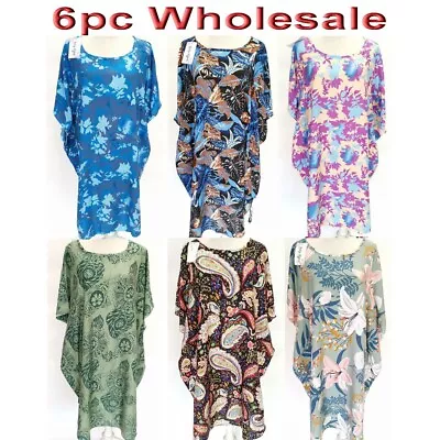 6pc Wholesale Women Summer Cotton Boho Kaftan Dress Free Size Mixed • $57