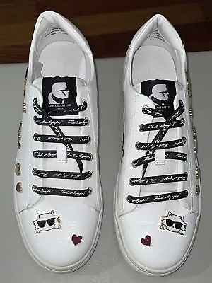 Karl Lagerfeld Paris Women's Cate Embellished Sneakers White Size 11M • $62.23