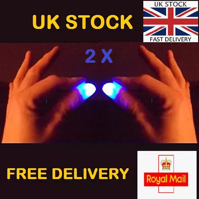 £3.99 • Buy 2x Magic Light Up Flashing Thumbs Fingers BLUE Trick Appearing Light Close Up Uk
