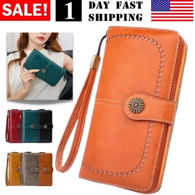$17.79 • Buy Women Ladies Leather Long Wallet Card Holder Purse Handbag Clutch RFID Blocking
