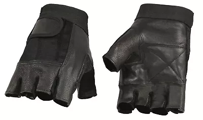 Milwaukee Leather SH217 Men's Leather & Mesh Fingerless Glove Padded Palm • $8.99