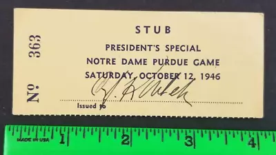 $29.95 • Buy Vintage 1946 Notre Dame Vs Purdue College Football Game Ticket Stub