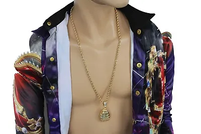Men Fashion Necklace Gold Long Metal Chain Bling Grenade Pendant Hip Hop Jewelry • $17.95