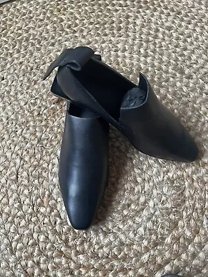 COS Black Leather Loafers Slip On Flat Shoes Size 6uk/39eu NEW • £60