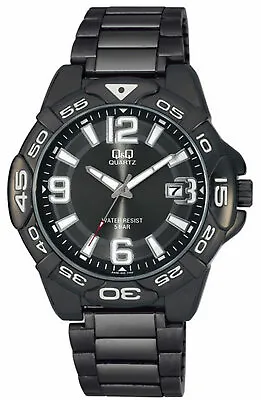 Q&Q	By Citizen A446J405Y Men's Analog Watch Black Steel Bracelet NO BOX • $22.95