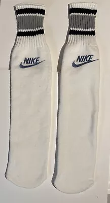 Nike Swoosh Spell Out Vintage 90s Basketball Tube Socks White/Grey Stripe 17  • $29.99
