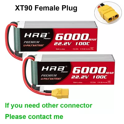 £178.99 • Buy 2pcs HRB 22.2V 6S 6000mAh XT90 100C LiPo Battery For RC Helicopter Drone Truck