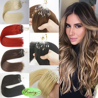 Micro Ring Link Hair Extensions Double Micro Beads Loop Tip Remy Human Hair 1g/s • $38