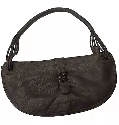 Via Spiga Shoulder Bag Hobo Slim Purse Satchel Small Dark Brown Leather • $24.99