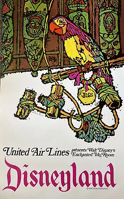 Vintage 1968 Los Angeles Disneyland United Airlines Promotional Travel Poster • $975