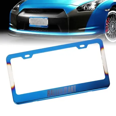 X1 UNIVERSAL Ralliart Burnt Blue Stainless Steel License Plate Frame W Screw Cap • $12.88