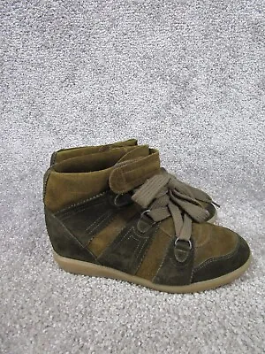 Isabel Marant Shoes Womens Size 37 Eu 6.5 Us Hidden Wedge Green Suede Sneaker • $71.99