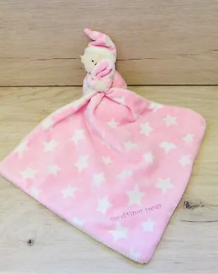 Mothercare Bedtime Bear Blankie Rattle Comfort Blanket. Pink. Stars • £7