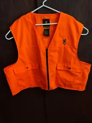 $12.99 • Buy Browning Mens Size 2X  Safety Vest  Blaze Orange Hunting Zip  Large Snap Pockets