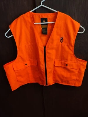 $12.99 • Buy Browning Mens Size 2X  Safety Vest  Blaze Orange Hunting Zip  Large Snap Pockets