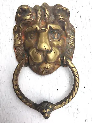 Vintage Brass Lion's Head Door Knocker NO SCREWS HAS OXIDATION READ • $22