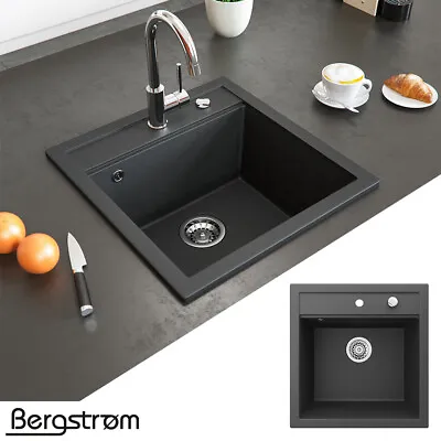 £120 • Buy Bergström Granite Sink 490x500 Mm  Tesa  Incl. Siphon Kitchen Sink Fitted Sink