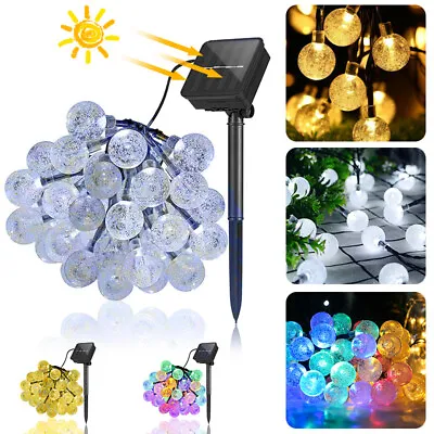 30/50/100 LED Solar String Ball Lights Outdoor Retro Bulbs Solar Festoon Lights • £7.99