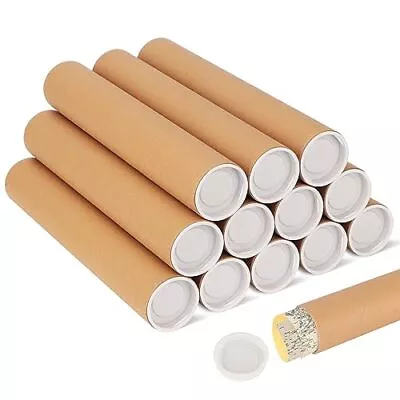 12 Pack 2x12 Inch Cardboard Mailing Tubes With Caps For Packaging Posters • $37.50