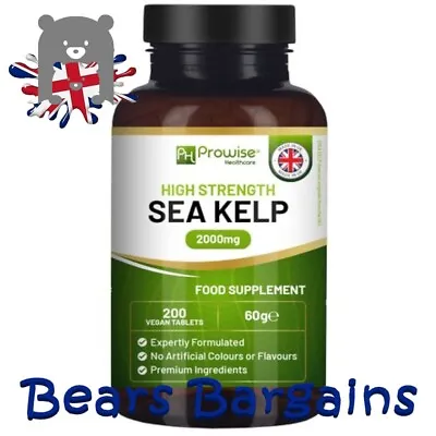 Sea Kelp 2000mg - 200 Vegan Tablets. Natural Source Of Iodine : UK Made • £7.86