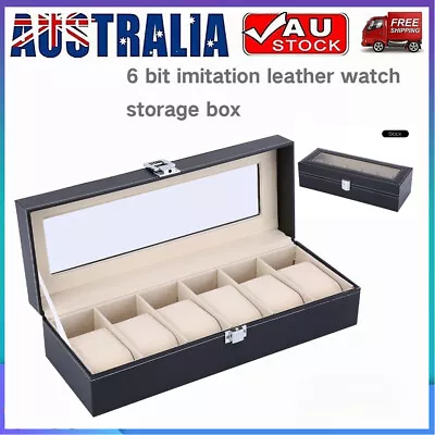 Watch Box 6 Grids Storage Display Case Luxury Leather Men Collection Organizer✅ • $15.89