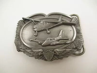 Vintage 1983 Siskiyou Belt Buckle Silver Tone Flying Airplanes Planes • $16.99