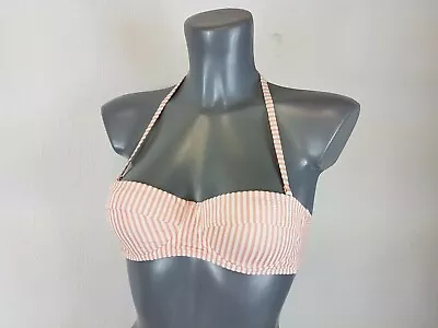 ASOS Seersucker Stripe Longline  Top Peach / White UK 32B  A162-2 • £5.95