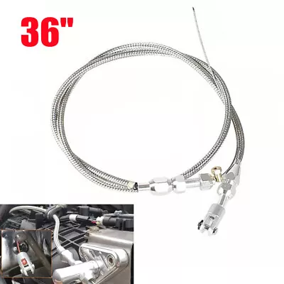 Adjustable 36  Length Universal Car Throttle Cable Braided Stainless Steel Set • $29.99