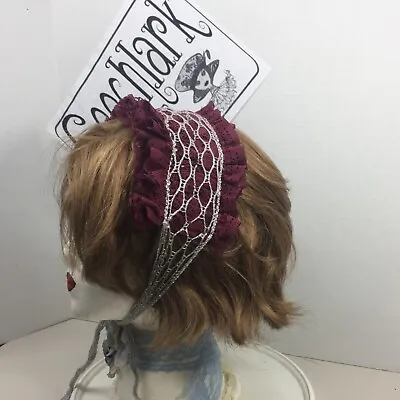 Dark Lolita Headband Hair Accessories Kawaii Bonnet Ribbon Lace  Hand-made 6601 • $15.95