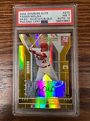 2004 Donruss Elite Yadier Molina Status Gold RC Auto #/10 PSA 7 NM • $1399.99