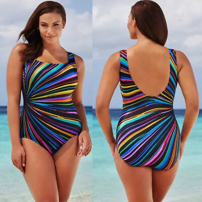 Plus Size Women Monokini Push Up Tummy Control Bikini Swimsuit Swimming Costume • £17.89