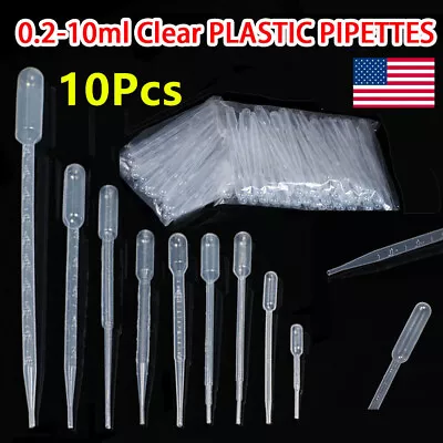 10x Disposable Plastic Eye Dropper Set Transfer Lab Graduated Pipettes 0.5-10ml • $4.08