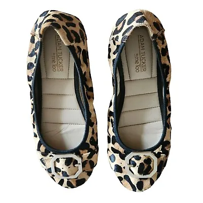 Adam Tucker Me Too Nikki Calf Hair Leopard Leather Driving Moc Ballet Flat Sz 9 • $19.99