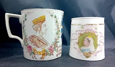 2 Antique Mugs (1 Pint Pot) To Commemorate Queen Victoria's Diamond Jubilee 1897 • £26.99