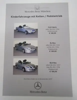 Brochure Mercedes Children's Vehicles With Chain/pedal Drive Pedal Cars SL SLK CLK • $5.27