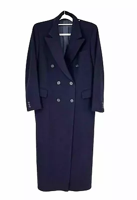 Vintage Overcoat  Wool Maxi Coat Double Breasted Navy Medium 38 40 Pea Coat • $50