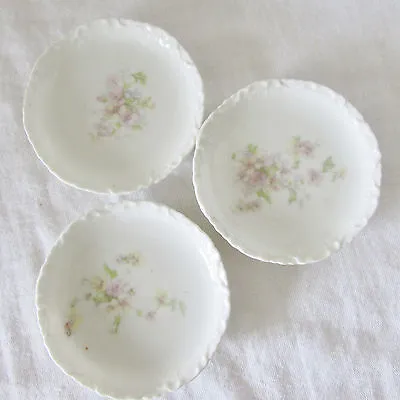 Antique Set 9 PH Leonard Vienna Austria Porcelain Butter Pat Plates White Floral • $40