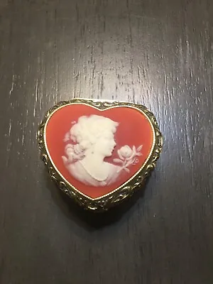 Antique Victorian Pendant Heart Shape Trinket Music Box  Red Velvet Interior • $19.99