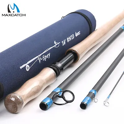 $117 • Buy Maxcatch Spey/Switch Fly Rod 6/7/8/9/10WT 4/6Sec Two-handed Fishing Rod W/ Tube