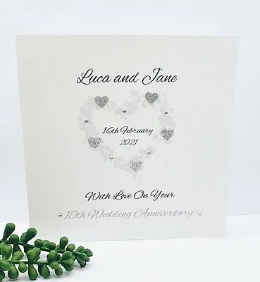 £3.89 • Buy Personalised Handmade 10th Tin Wedding Anniversary Card, Son, Daughter