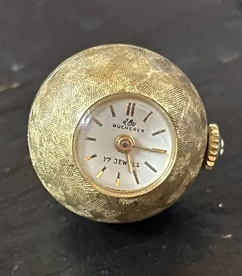 Unique Vintage Gold Filled Buchere 17 Jewel Globe Pendant Watch Runs Well • $59.99