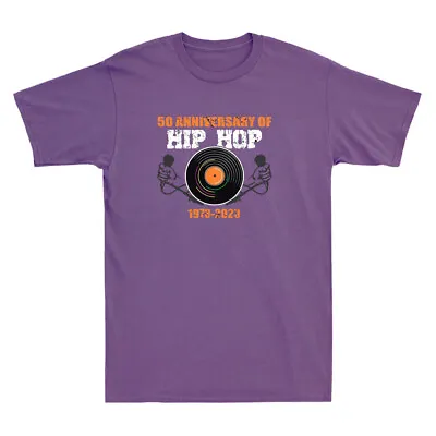 50 Years Hip Hop Vinyl Retro 50th Anniversary Of Rap Music Vintage Men's T-Shirt • $29.69