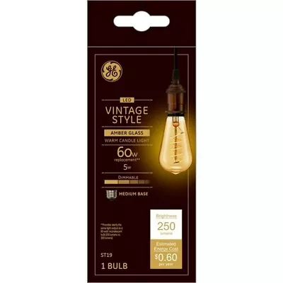 GE Vintage Edison Style Light Bulb Filament 60w Medium Base 250 Lumen Dimmable • $12.80